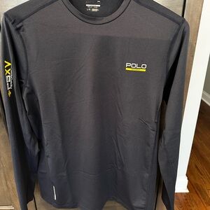 Polo by Ralph Lauren Blue Long Sleeve Performance Tee with Yellow Logo